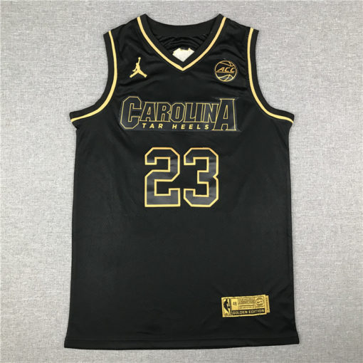 Michael Jordan 23 North Carolina Black Gold Jersey
