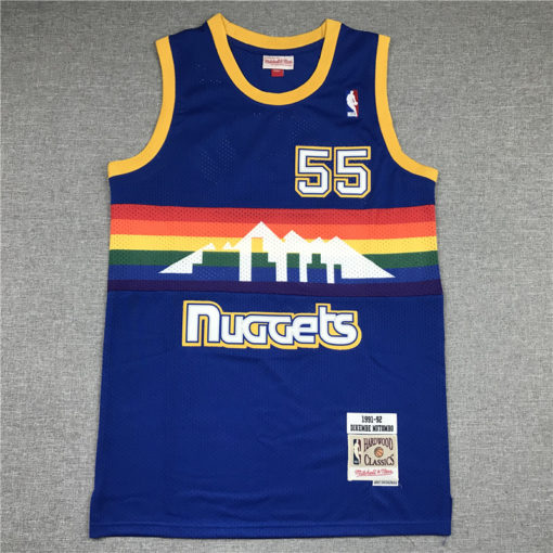 Dikembe Mutombo 55 Denver Nuggets 1991-92 M&N Royal Blue Jersey