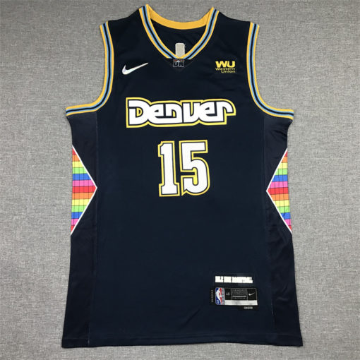 Nikola Jokic 15 Denver Nuggets Navy City Edition Swingman Jersey With 2023 NBA finals patch 