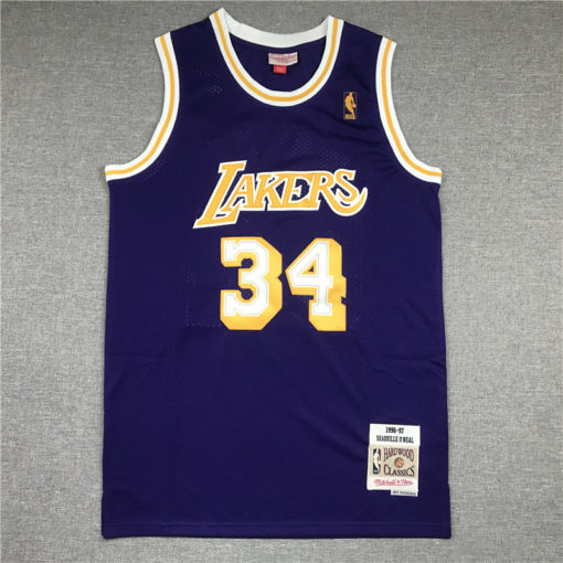 Shaquille O'Neal 34 Los Angeles Lakers 1996-97 M&N Purple Swingman Jersey