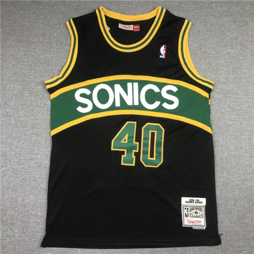 Shawn Kemp 40 Seattle SuperSonics 1994-95 Black Hardwood Classic Swingman Jersey