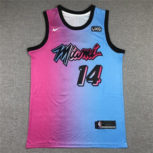 Tyler Herro #14 Miami Heat Blue Pink Rainbow City Jersey With 2023 NBA finals patch 
