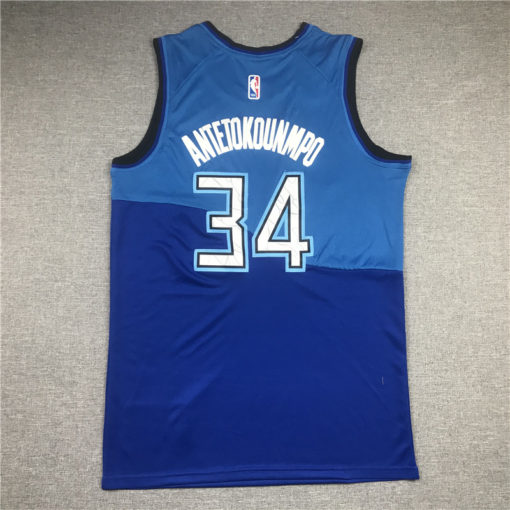 Giannis Antetokounmpo 34 Milwaukee Bucks 2020-21 City Edition Blue Jersey Giannis Antetokounmpo 34 Milwaukee Bucks 2020-21 City Edition Blue Jersey