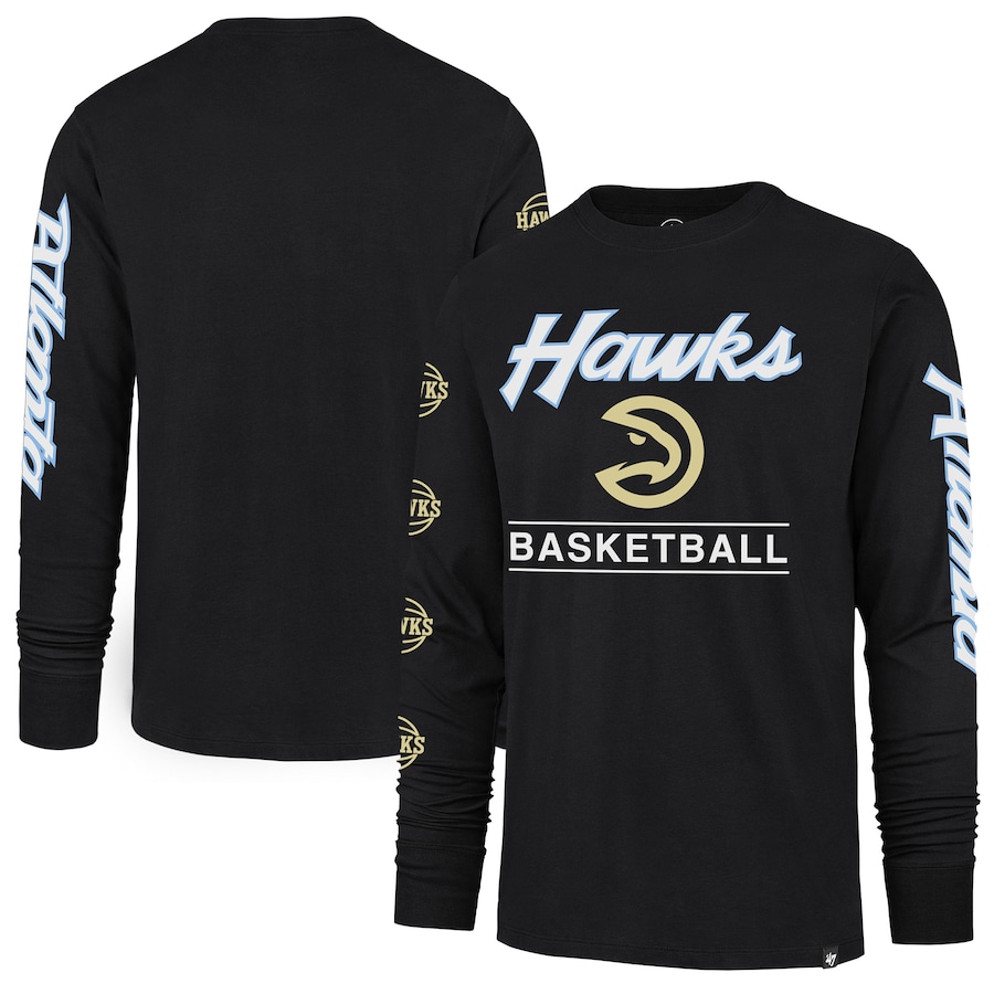 Men's Atlanta Hawks '47 Black 2023/24 City Edition Triplet Franklin Long Sleeve T-Shirt Men's Atlanta Hawks '47 Black 2023/24 City Edition Triplet Franklin Long Sleeve T-Shirt