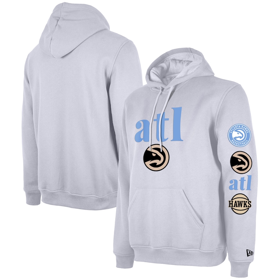 Men's Atlanta Hawks White 2023/24 City Edition Big & Tall Size New Era Pullover Hoodie