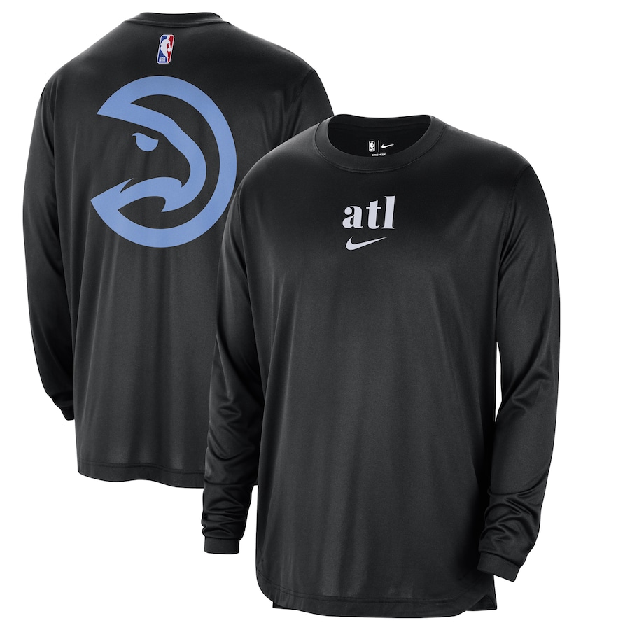 Men's Atlanta Hawks Black 2023/24 City Edition Authentic Pregame Performance Long Sleeve Shooting Nike T-Shirt Men's Atlanta Hawks Black 2023/24 City Edition Authentic Pregame Performance Long Sleeve Shooting Nike T-Shirt