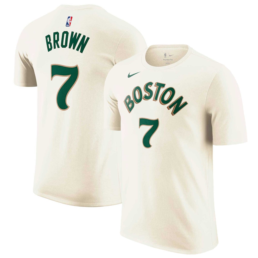 Men's Boston Celtics Jaylen Brown Cream 2023/24 City Edition Nike T-Shirt Men's Boston Celtics Jaylen Brown Cream 2023/24 City Edition Nike T-Shirt