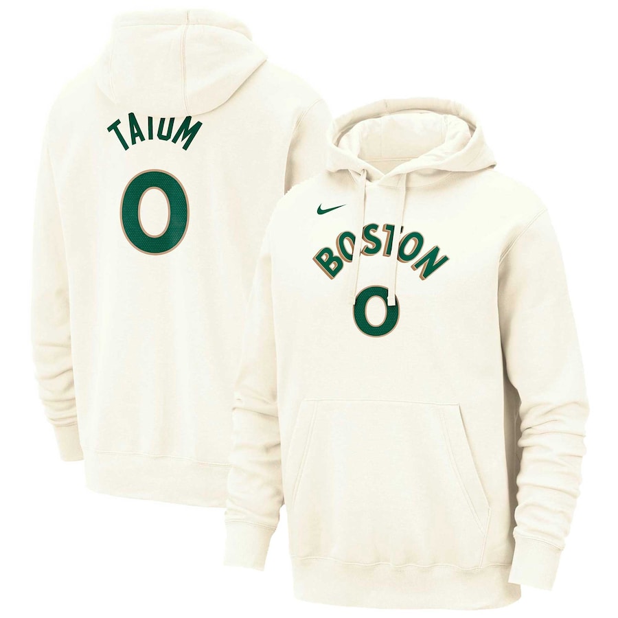 Men's Boston Celtics Jayson Tatum Cream 2023/24 City Edition Nike Pullover Hoodie Men's Boston Celtics Jayson Tatum Cream 2023/24 City Edition Nike Pullover Hoodie