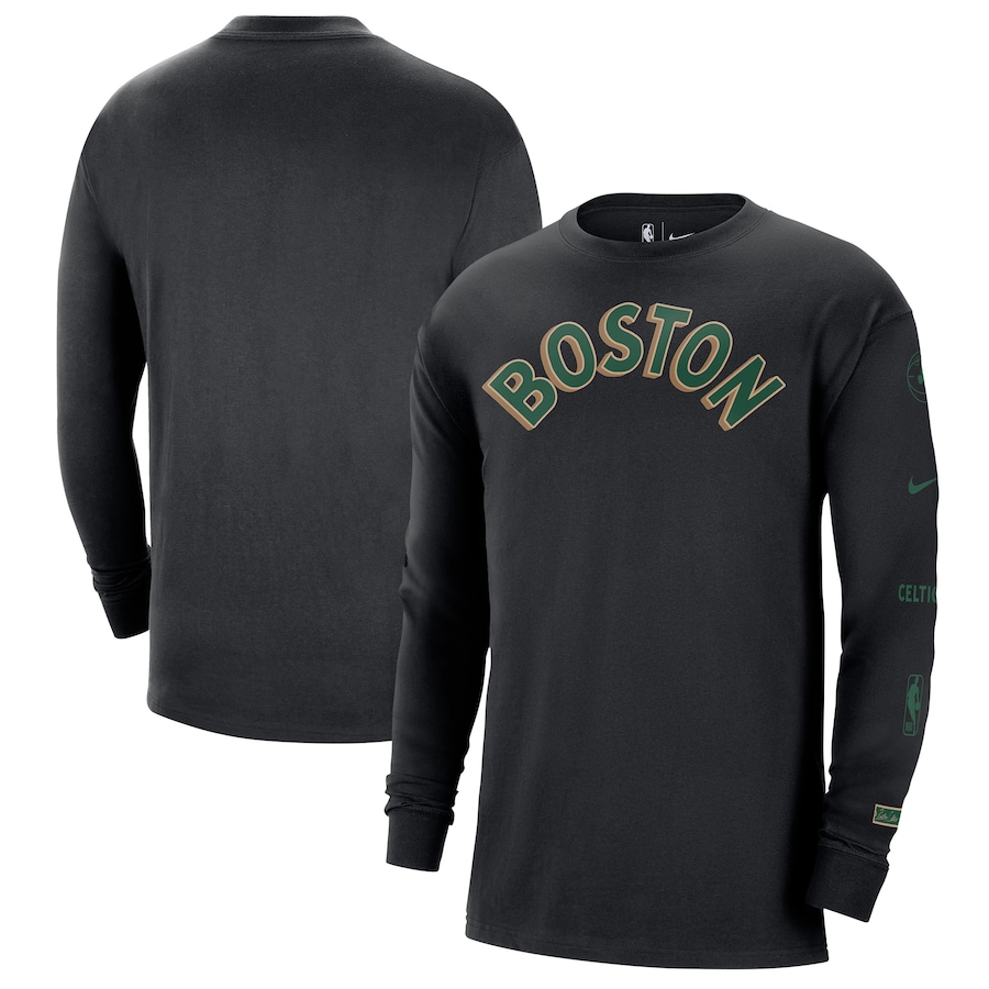 Men's Boston Celtics Black 2023/24 City Edition Max90 Expressive Long Sleeve Nike T-Shirt Men's Boston Celtics Black 2023/24 City Edition Max90 Expressive Long Sleeve Nike T-Shirt