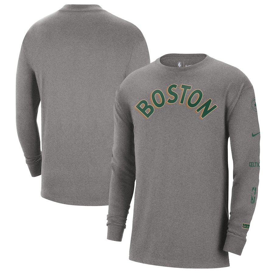 Men's Boston Celtics Charcoal 2023/24 City Edition Max90 Expressive Long Sleeve Nike T-Shirt