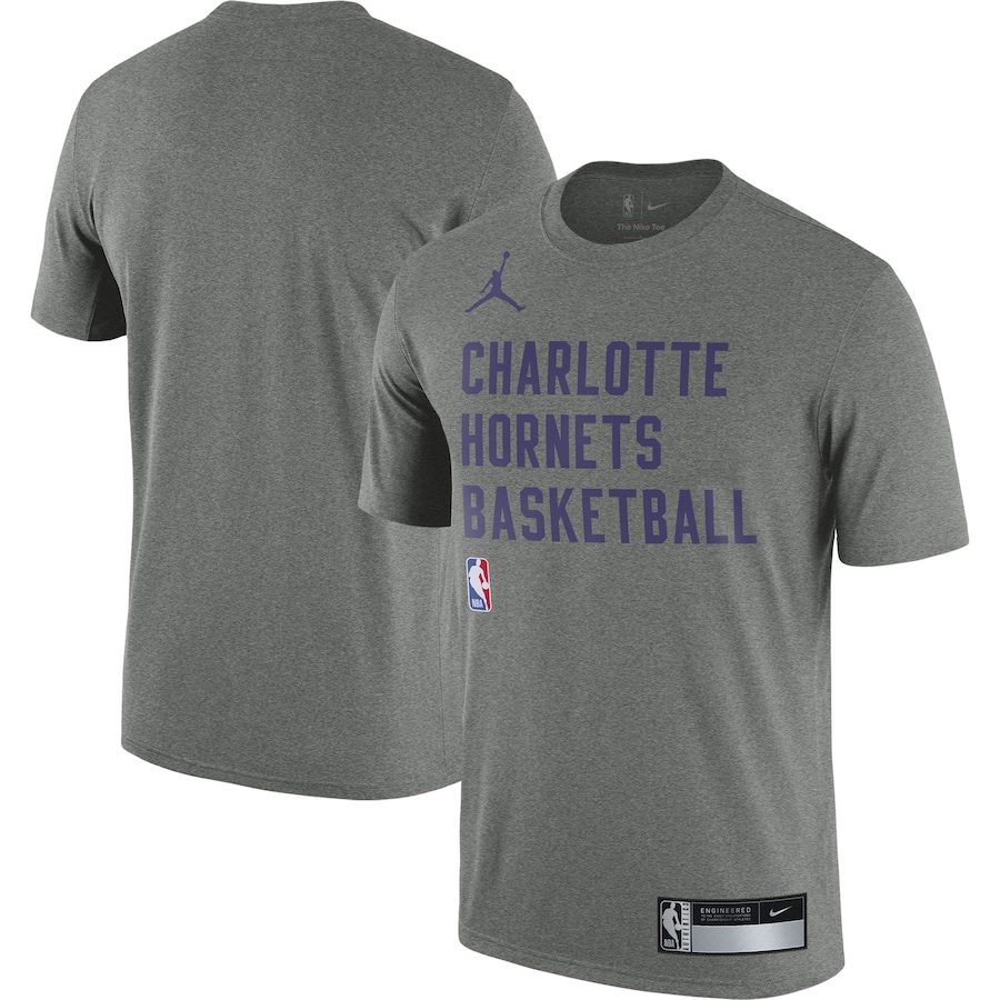 Men's Charlotte Hornets Jordan Brand Heather Gray 2023/24 Sideline Legend Performance Practice T-Shirt Men's Charlotte Hornets Jordan Brand Heather Gray 2023/24 Sideline Legend Performance Practice T-Shirt