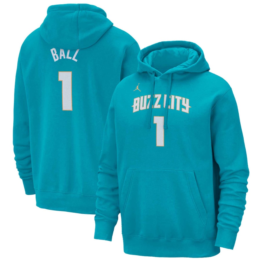 Men's Charlotte Hornets LaMelo Ball Jordan Brand Teal 2023/24 City Edition Pullover Hoodie