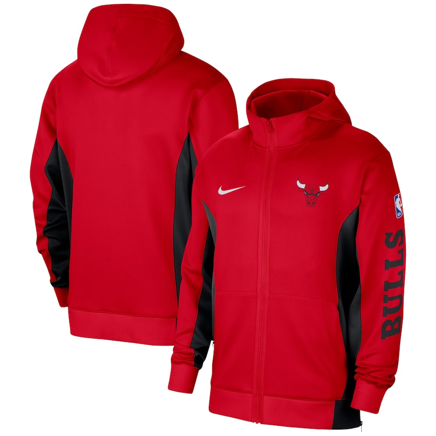 Men's Chicago Bulls Red 2023/24 Authentic Showtime Performance Full-Zip Hoodie