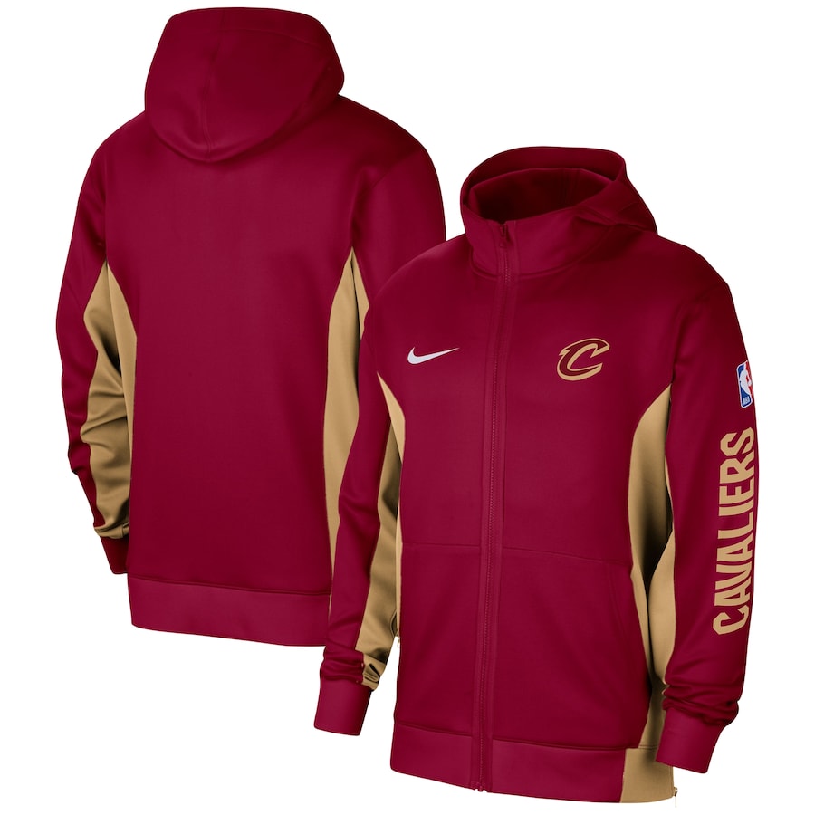 Men's Cleveland Cavaliers Wine 2023/24 Authentic Showtime Performance Full-Zip Hoodie