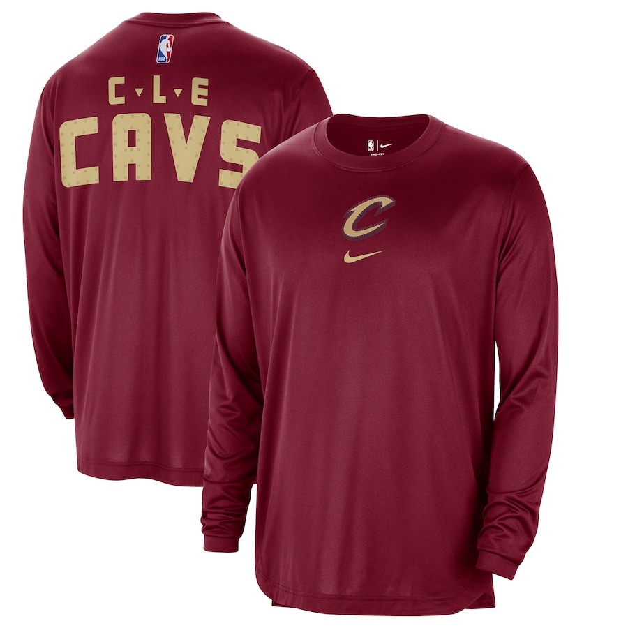 Men's Cleveland Cavaliers Wine 2023/24 City Edition Authentic Pregame Performance Long Sleeve Shooting Nike T-Shirt Men's Cleveland Cavaliers Wine 2023/24 City Edition Authentic Pregame Performance Long Sleeve Shooting Nike T-Shirt
