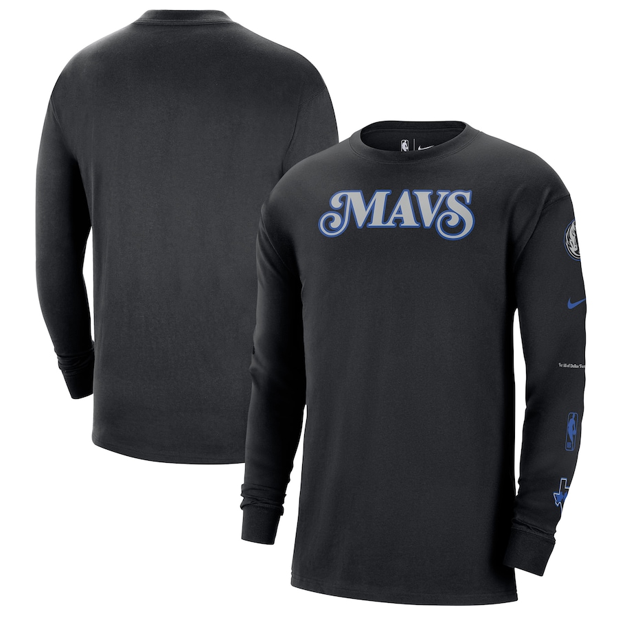 Men's Dallas Mavericks Black 2023/24 City Edition Max90 Expressive Long Sleeve Nike T-Shirt Men's Dallas Mavericks Black 2023/24 City Edition Max90 Expressive Long Sleeve Nike T-Shirt