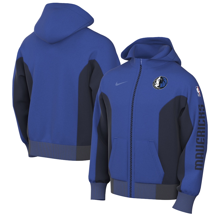 Men's Dallas Mavericks Blue 2023/24 Authentic Showtime Performance Full-Zip Hoodie