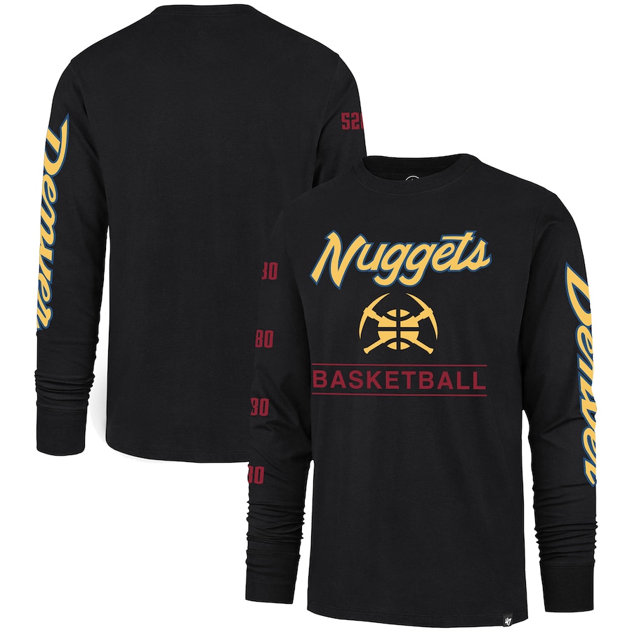 Men's Denver Nuggets '47 Black 2023/24 City Edition Triplet Franklin Long Sleeve T-Shirt Men's Denver Nuggets '47 Black 2023/24 City Edition Triplet Franklin Long Sleeve T-Shirt