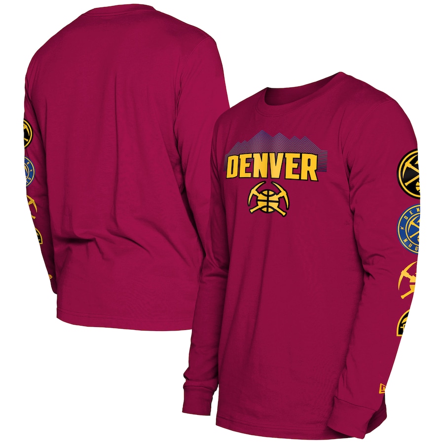 Men's Denver Nuggets Red 2023/24 City Edition New Era Long Sleeve T-Shirt Men's Denver Nuggets Red 2023/24 City Edition New Era Long Sleeve T-Shirt