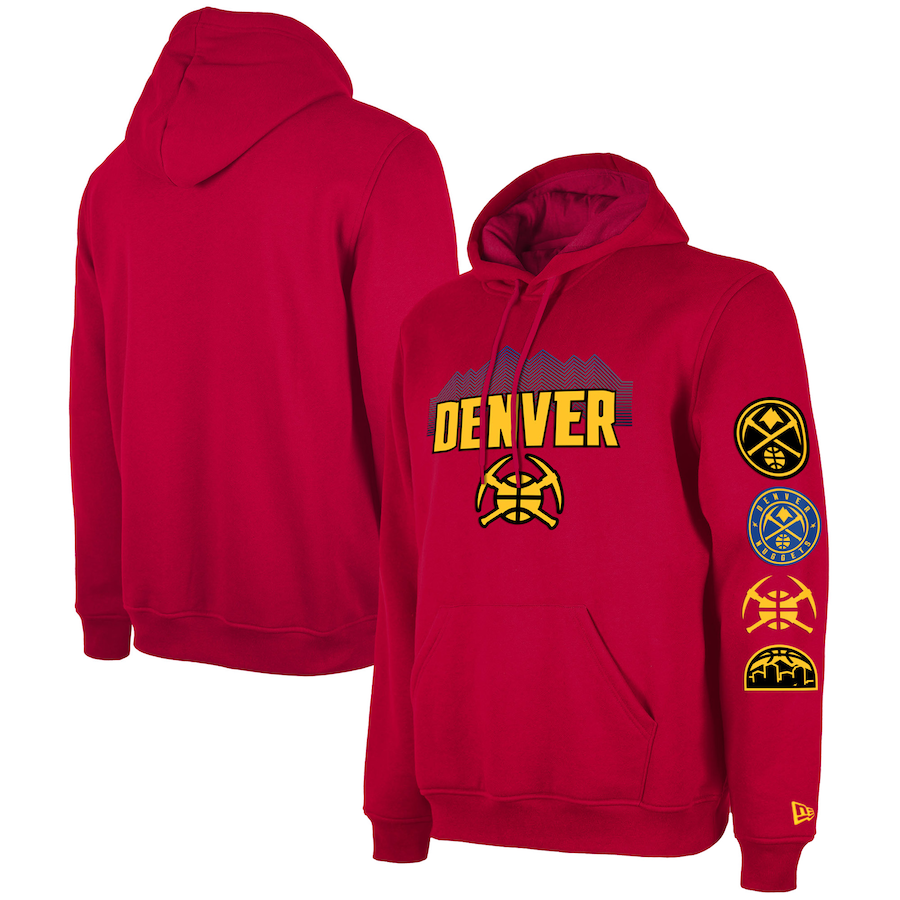Men's Denver Nuggets Red 2023/24 City Edition New Era Pullover Hoodie Men's Denver Nuggets Red 2023/24 City Edition New Era Pullover Hoodie