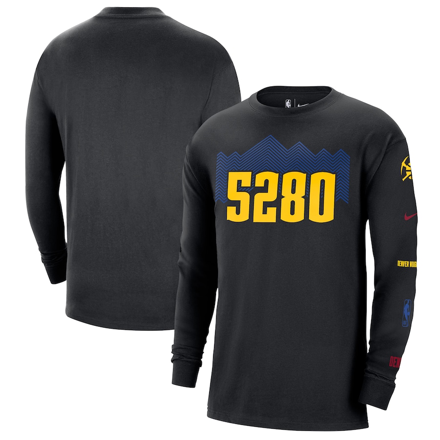 Men's Denver Nuggets Black 2023/24 City Edition Max90 Expressive Long Sleeve Nike T-Shirt
