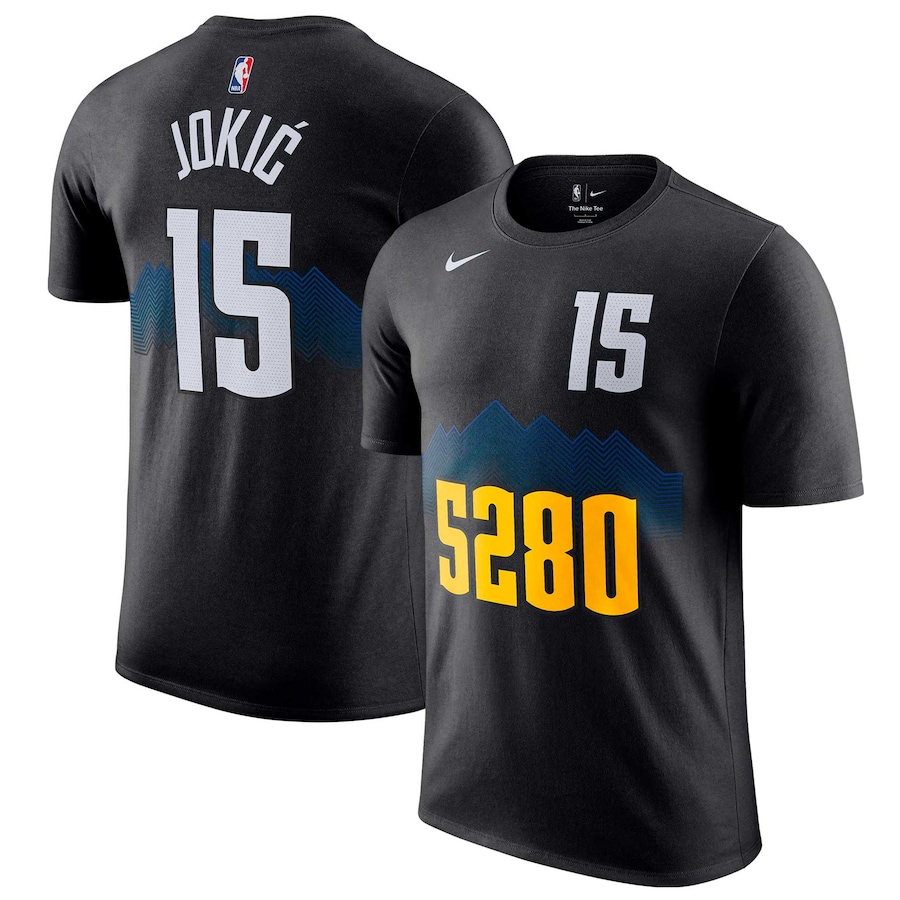 Men's Denver Nuggets Nikola Jokic Black 2023/24 City Edition Nike T-Shirt Men's Denver Nuggets Nikola Jokic Black 2023/24 City Edition Nike T-Shirt