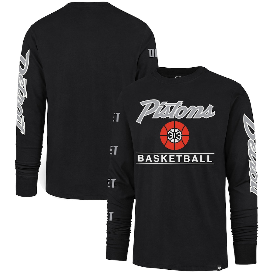 Men's Detroit Pistons '47 Black 2023/24 City Edition Triplet Franklin Long Sleeve T-Shirt