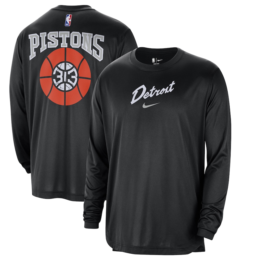 Men's Detroit Pistons Black 2023/24 City Edition Authentic Pregame Performance Long Sleeve Shooting Nike T-Shirt Men's Detroit Pistons Black 2023/24 City Edition Authentic Pregame Performance Long Sleeve Shooting Nike T-Shirt