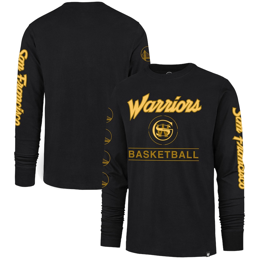 Men's Golden State Warriors '47 Black 2023/24 City Edition Triplet Franklin Long Sleeve T-Shirt Men's Golden State Warriors '47 Black 2023/24 City Edition Triplet Franklin Long Sleeve T-Shirt