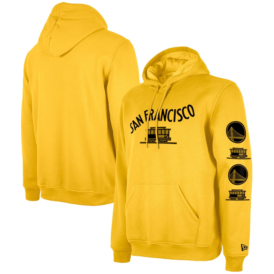 Men's Golden State Warriors Yellow Big & Tall Size 2023/24 City Edition New Era Pullover Hoodie