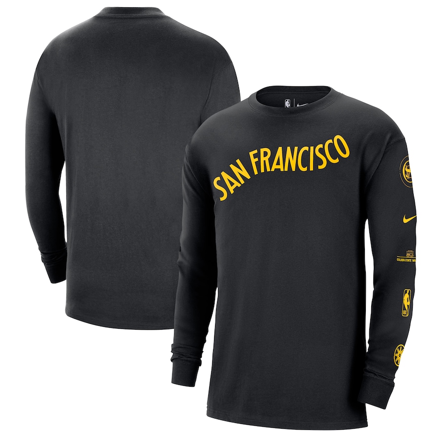Men's Golden State Warriors Black 2023/24 City Edition Max90 Expressive Long Sleeve Nike T-Shirt
