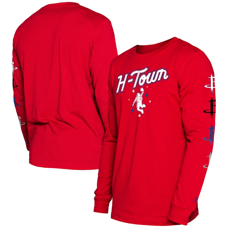 Men's Houston Rockets Red 2023/24 City Edition New Era Long Sleeve T-Shirt