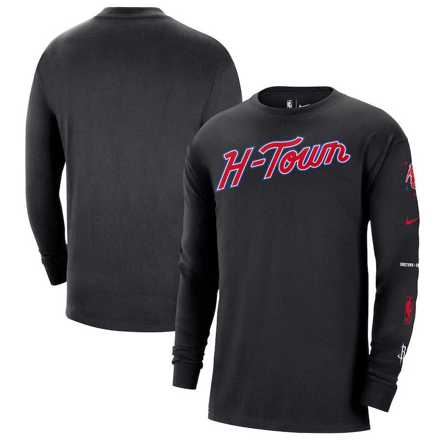 Men's Houston Rockets Black 2023/24 City Edition Max90 Expressive Long Sleeve Nike T-Shirt