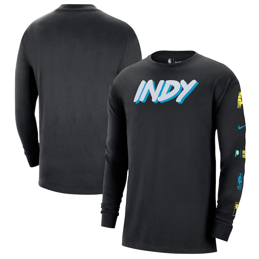 Men's Indiana Pacers Black 2023/24 City Edition Max90 Expressive Long Sleeve Nike T-Shirt