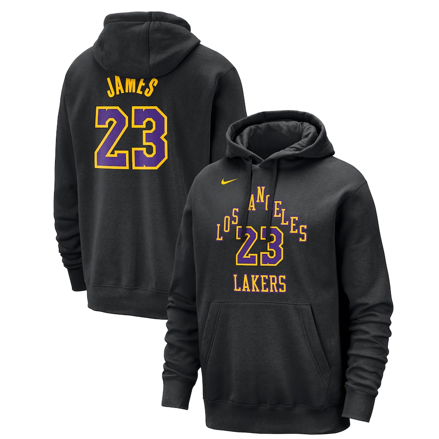 Men's Los Angeles Lakers LeBron James Black 2023/24 City Edition Nike Pullover Hoodie