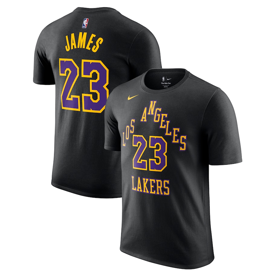 Men's Los Angeles Lakers LeBron James Black 2023/24 City Edition Nike T-Shirt