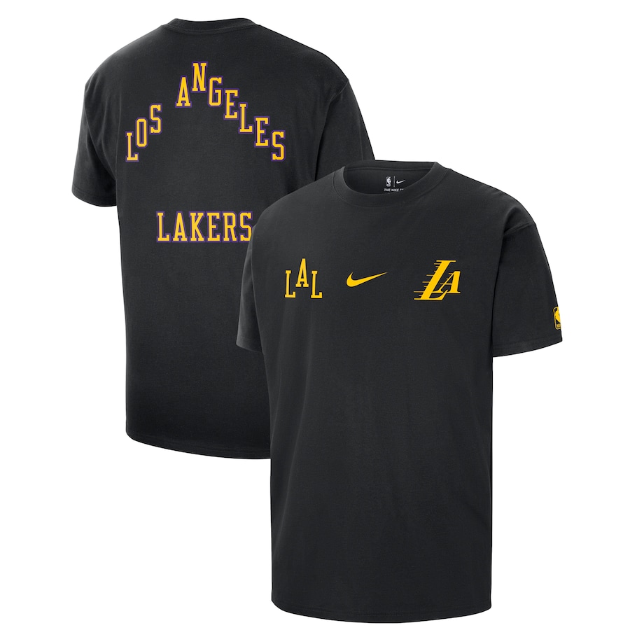 Men's Los Angeles Lakers Black 2023/24 City Edition Courtside Max90 Nike T-Shirt Men's Los Angeles Lakers Black 2023/24 City Edition Courtside Max90 Nike T-Shirt
