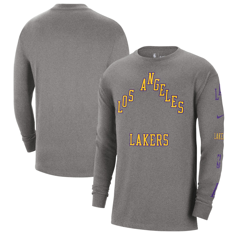 Men's Los Angeles Lakers Charcoal 2023/24 City Edition Max90 Expressive Long Sleeve Nike T-Shirt