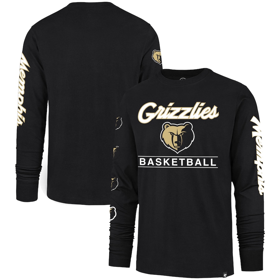Men's Memphis Grizzlies '47 Black 2023/24 City Edition Triplet Franklin Long Sleeve T-Shirt Men's Memphis Grizzlies '47 Black 2023/24 City Edition Triplet Franklin Long Sleeve T-Shirt