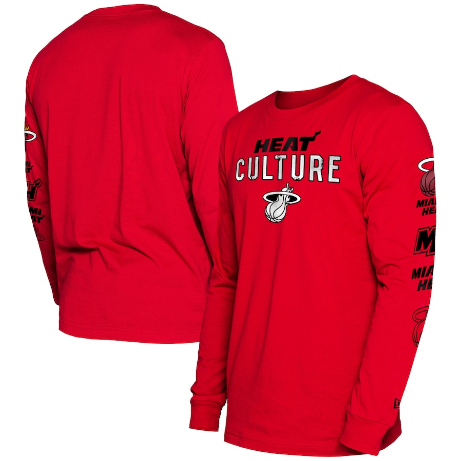 Men's Miami Heat Red 2023/24 City Edition New Era Long Sleeve T-Shirt