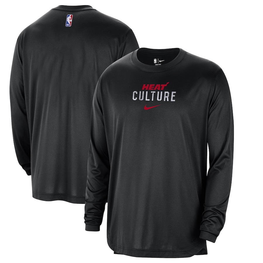 Men's Miami Heat Black 2023/24 City Edition Authentic Pregame Performance Long Sleeve Shooting Nike T-Shirt