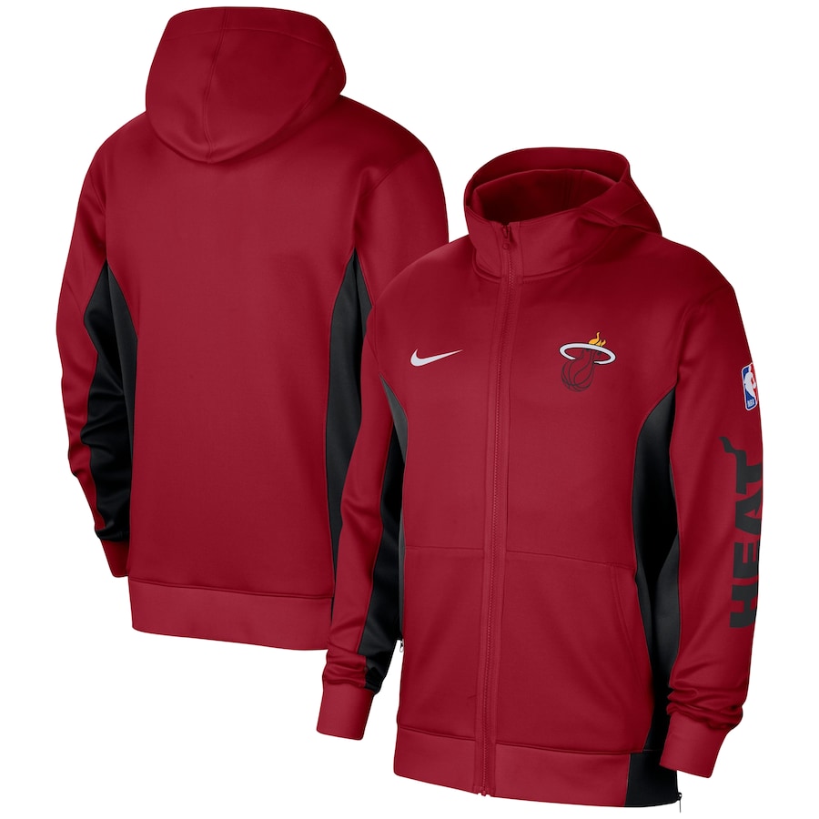 Men's Miami Heat Red 2023/24 Authentic Showtime Performance Full-Zip Hoodie