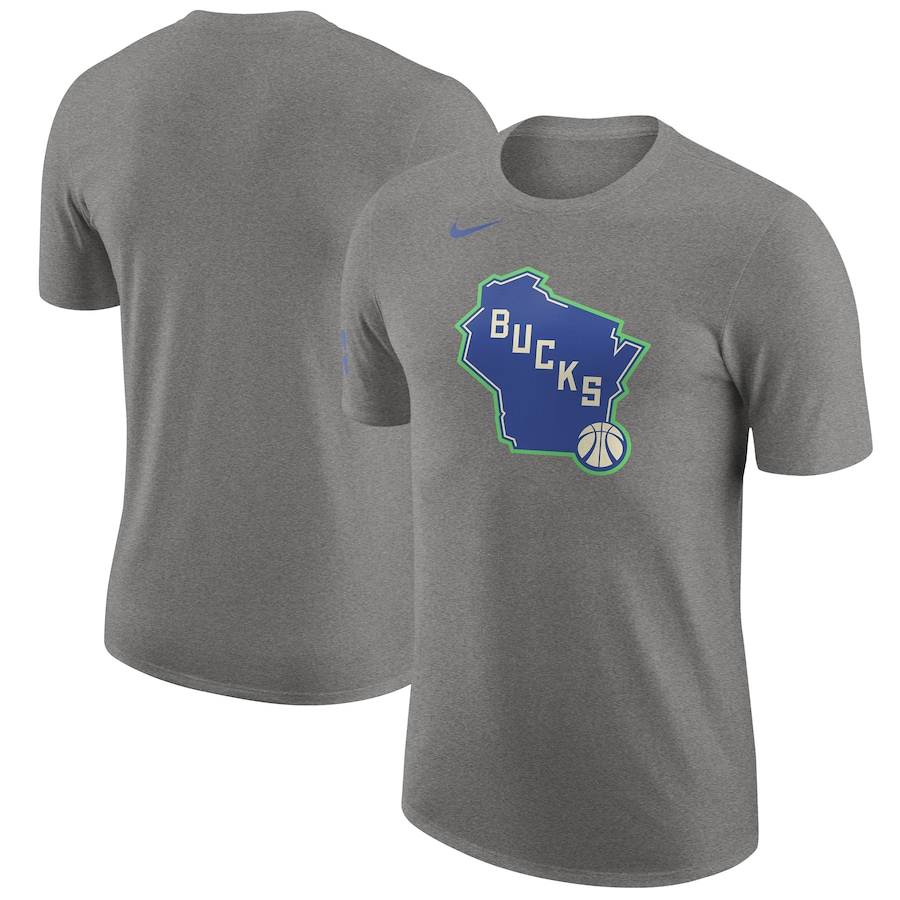 Men's Milwaukee Bucks Charcoal 2023/24 City Edition Essential Warmup Nike T-Shirt