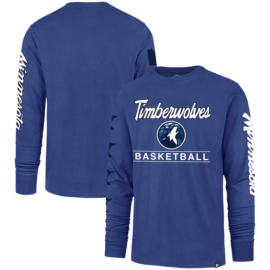 Men's Minnesota Timberwolves '47 Blue 2023/24 City Edition Triplet Franklin Long Sleeve T-Shirt
