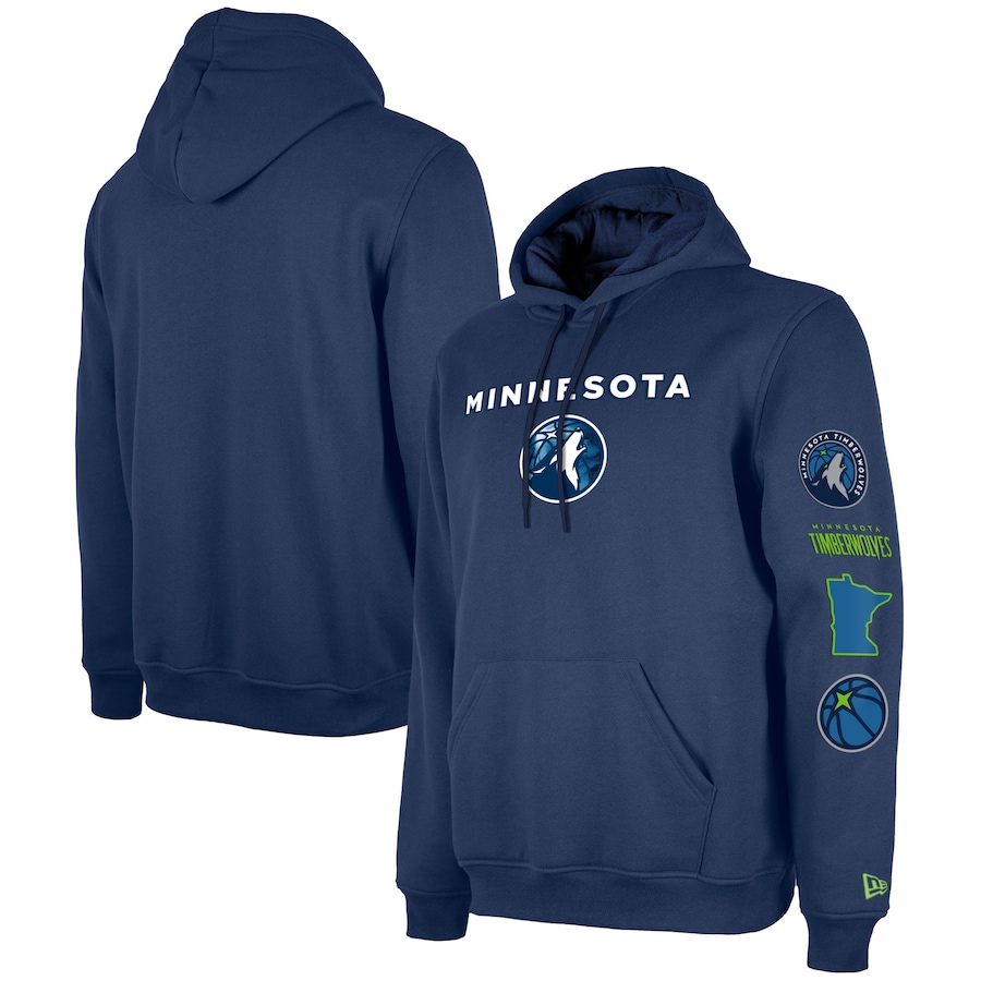 Men's Minnesota Timberwolves Navy Big & Tall Size 2023/24 City Edition New Era Pullover Hoodie