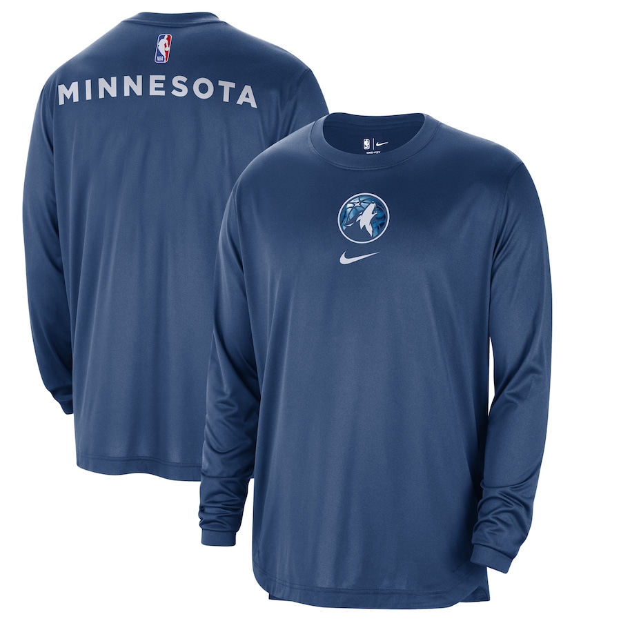 Men's Minnesota Timberwolves Blue 2023/24 City Edition Authentic Pregame Performance Long Sleeve Shooting Nike T-Shirt Men's Minnesota Timberwolves Blue 2023/24 City Edition Authentic Pregame Performance Long Sleeve Shooting Nike T-Shirt