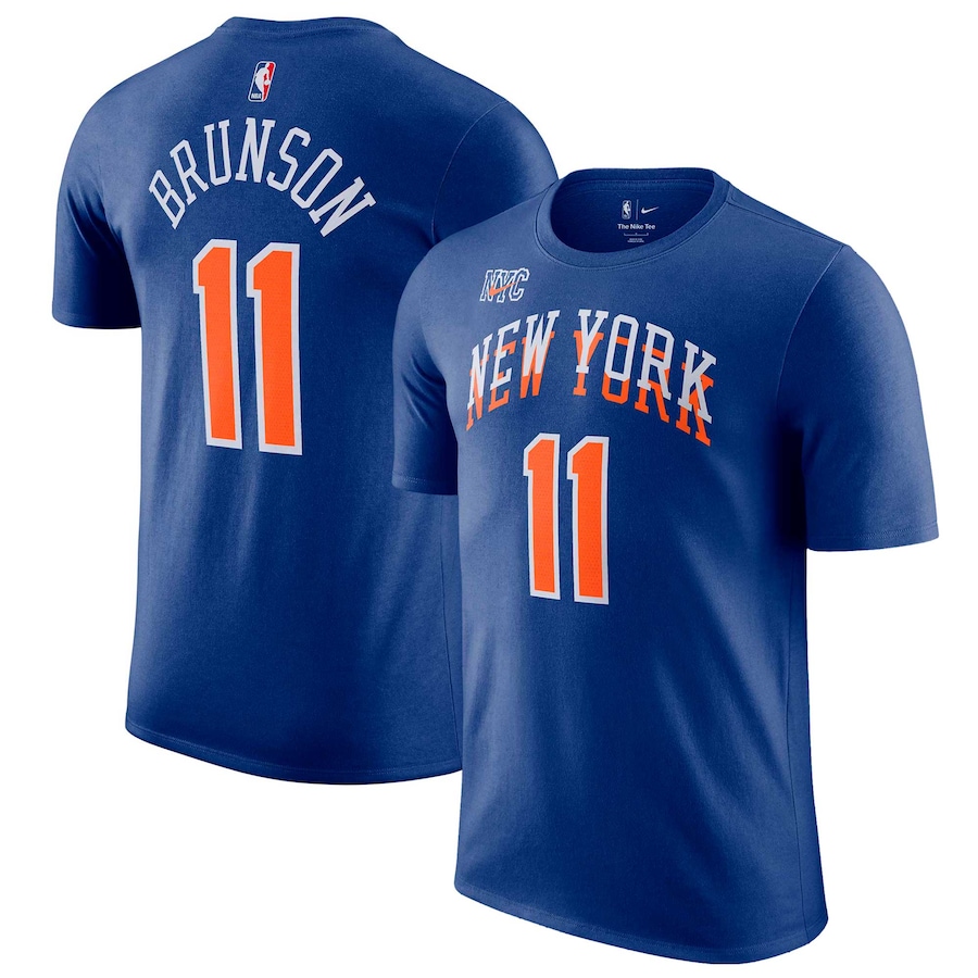 Men's New York Knicks Jalen Brunson Blue 2023/24 City Edition Nike T-Shirt