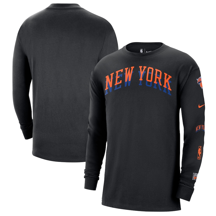 Men's New York Knicks Black 2023/24 City Edition Max90 Expressive Long Sleeve Nike T-Shirt
