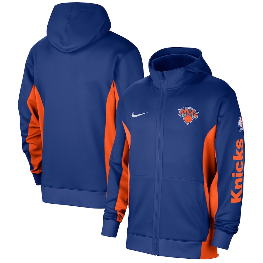 Men's New York Knicks Blue 2023/24 Authentic Showtime Performance Full-Zip Hoodie