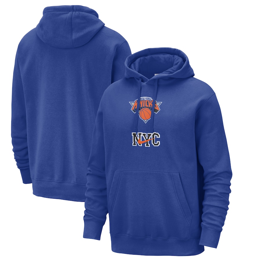 Men's New York Knicks Blue 2023/24 City Edition Essential Club Nike Pullover Hoodie